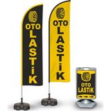 ReklamEdiyoruz Oto Lastiktemalı 2 Yelken Bayrak Ve A Tabela Reklam Paketi