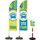ReklamEdiyoruz Oto Yıkama V1 Temalı 2 Adet Yelken Bayrak ve 1 Bariyer Duba Takımı