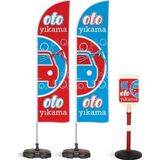 ReklamEdiyoruz Oto Yıkama V2 Temalı 2 Adet Yelken Bayrak Ve 1 Bariyer Duba Takımı