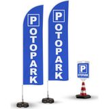 ReklamEdiyoruz Otopark Temalı 2 Adet Yelken Bayrak - 1 Adet Reklam Duba Paketi
