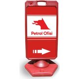 ReklamEdiyoruz Petrol Ofisi Reklam ve Yönlendirme Uyarı Dubasi A Tabela Kırmızı