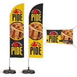 ReklamEdiyoruz Pide Temalı 2 Yelken Bayrak 1 100X50 cm Branda Takımı