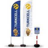 ReklamEdiyoruz Turkcell Reklam Yönlendirme Tanıtım Yelken Bayragı ve Bariyer Duba - Renkli
