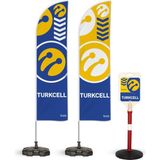 ReklamEdiyoruz Turkcell Temalı 2 Adet Yelken Bayrak Ve 1 Bariyer Duba Takımı