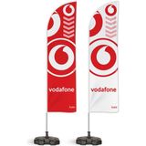 ReklamEdiyoruz Vodafone Temalı Yelken Bayrak Takımı Kırmızı Beyaz 2 Adet