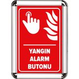 ReklamEdiyoruz Yangın Alarm Butonu A3 Cerceveli Uyarı Ve Yönlendirme Levhası
