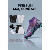 rekorsport Çocuk ve Yetişkin Siyah Krampon Futbol Seti 4'lü (28-47 Numara) - Krampon, Tekmelik, Konç, Çanta Maç Kombini