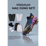 rekorsport Çocuk ve Yetişkin Siyah/Gold Krampon Futbol Seti 4'lü (28-47 Numara) - Krampon, Tekmelik, Konç, Çanta Maç Kombini