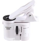 REKOTOOLS-100X Zoom Klipsli Mikroskop LED Işıklı, Taşınabilir Büyüteçli Cep Büyüteçli Mercek Camı
