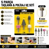 Rekotools -5 Parça Taşlama ve Polisaj Uç Seti 6 mm Sap – Mini Taşlama Taşı Seti