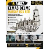 Rekotools Rekotool-Elmas Kaplı Cam Fayans Delme Matkap Ucu Seti – 15 Parça Boru Tipi Panç Seti