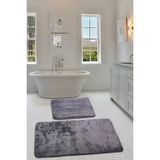 Relax Antrasit Koseli 60X100 + 50X60 Cm 2Li Pufidik Banyo Paspasi Seti Kaymaz Klozet Takimi