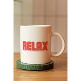 Relax Baskılı Seramik Kahve Çay Kupası - Antik Gümüş - 300 cc