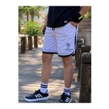 Relax family xf Erkek Beyaz Basketbol Futbol Çizgili Penye Şort Fitness Spor Egzersizi Koşu Bermuda
