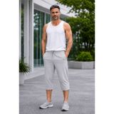 Relax family xf Erkek Gri Uzun Kapri Penye Şort & Bermuda Yazlık Pamuklu Slim Fit