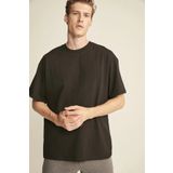 Relax family xf Erkek Oversize Bol Kesim T-shirt Bisiklet Yaka Pamuklu Yazlık Baskısız Salaş Basic Tişört