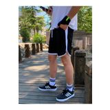 Relax family xf Erkek Siyah Çizgili Günlük Penye Şort Basketbol Futbol Fitness Spor Egzersizi Koşu Bermuda