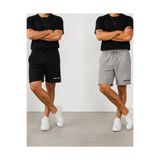 Relax family xf Erkek Siyah Gri 2li Penye Diz Üstü Şort Basketbol Futbol Fitness Spor Egzersizi Koşu Bermuda
