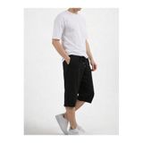 Relax family xf Erkek Siyah Uzun Penye Şort & Bermuda Kapri Yazlık Pamuklu Slim Fit