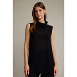 Relax Fit Balıkçı Yaka Twill Kolsuz Bluz