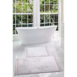 Relax Gri 60X100 + 50X60 Cm 2Li Koseli Ponpon Sacakli Banyo Halisi Paspasi Seti Kaymaz Yikanabilir