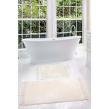 Relax Krem 60X100 + 50X60 Cm 2Li Koseli Ponpon Sacakli Banyo Halisi Paspasi Seti Kaymaz Yikanabilir