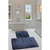Relax Lacivert Koseli 60X100 + 50X60 Cm 2Li Pufidik Banyo Paspasi Seti Kaymaz Klozet Takimi