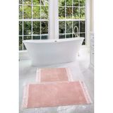 Relax Pudra 60X100 + 50X60 Cm 2Li Koseli Ponpon Sacakli Banyo Halisi Paspasi Seti Kaymaz Tabanli