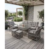 Relax Rattan Bahçe Balkon Masa Takımı (3-1-1) Puflu Gri