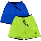 Relax Time Deniz Şortu - 2li Deniz Şortu Fermuarlı Cep Fileli - Neon Sarı - 5XL