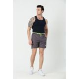 Relax Time Erkek Deniz Şortu Garnili Fermuarlı Yan Cepler - Gri - 6XL