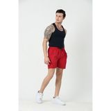 Relax Time Erkek Deniz Şortu Garnili Fermuarlı Yan Cepler - Kırmızı - 5XL