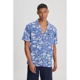 Relaxed Fit Geniş Kesim Kısa Kollu Lacivert Gömlek - Mor - 2XL