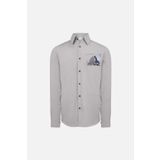 RELAXED FIT SIRT DESEN BASKILI COTON ERKEK GOMLEK GRİ