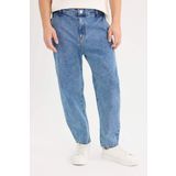 Relaxed Slouchy Fit Düz Paça Jean Yıkamalı Pantolon