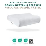 Relaxfit Çift Boyun Destekli Visco Ortopedik Yastık, 58X38X12/10CM, Beyaz - 58 x 38 cm