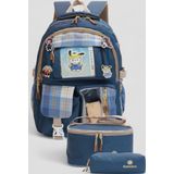 Relaxion 1395 Kore Tarzı Unisex Çocuk Üçlü Set Ilkokul Sırt Çantası - NKT02207-LACIVERT-TEKEBAT