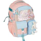 Relaxion 1460 Açık Pembe Mavi İthal Kore Tarzı Unisex Çocuk İlkokul Sırt Çantası - Pembe - Turkuaz