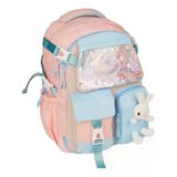 Relaxion 1460 Açık Pembe Mavi İthal Kore Tarzı Unisex Çocuk İlkokul Sırt Çantası