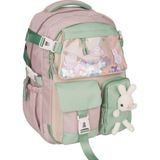 Relaxion 1460 Gül Kurusu Yeşil İthal Kore Tarzı Unisex Çocuk İlkokul Sırt Çantası - Pembe - Yeşil