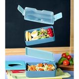 Relaxion 600 Ml Lunch Box 2 Katlı Yemek Kutusu Çatal Kaşıklı Mavi Beslenme Kutusu Bpa İçermez