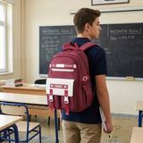 Relaxion Ergonomik Büyük Boy Çok Bölmeli Sırt-Omurga Destekli Lise Üniversite Günlük Seyahat Sırt Çantası - Bordo