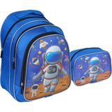 Relaxion Mavi Astronot Desenli Ilkokul Çantası 1 Adet Beslenme Çantalı 1312-5 Sağlıklı Kullanım - Mavi - Beyaz