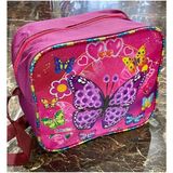 Relaxion Termoslu Pembe Kelebek Simli Desenli Kız Beslenme Çantası 20X25X10CM