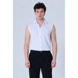 RELAXL Yazlık Kolsuz Erkek Beyaz Gömlek %100 Pamuk Hafif Kumaş 2XS-10XL