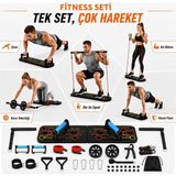 Relaxus Çok Fonksiyonlu Katlanabilir Şınav Tahtası Egzersiz Seti - Direnç Bandı, Karın Tekerleği Ab Wheel, Pilates Barı, El Yayı, Atlama Ipi Spor Aletleri
