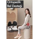 RELAXUS Ergonomik Ortopedik Bel Destekli Oturma Minderi Postür Düzeltici İş Ev Oto Sırt Koltuk Yastığı Siyah