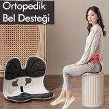 Relaxus Ergonomik ve Ortopedik Bel Destekli Oturma Minderi Postür Düzeltici Iş Ev ve Araç Kaymaz Sırt ve Koltuk Yastığı - Siyah - 42 x 32 cm