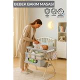 RELAXUS Portatif Tekerlekli Bebek Alt Açma Değiştirme Bakım Masası Sepetli Organizer Katlanabilir Ünitesi