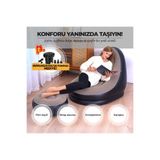 RELAXUS Şişme Koltuk ve Ayak Uzatma Pufu – Ev, Kamp, Ofis Kullanımı İçin, Pompa Hediyeli, Taşınabilir Siyah PRA-13085036-0186